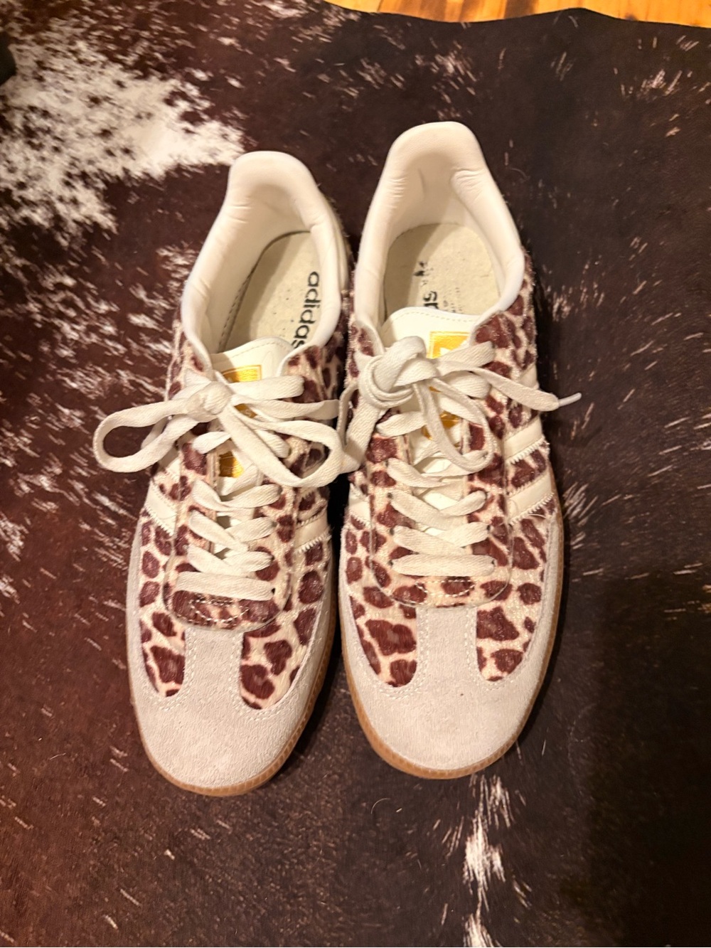 adidas Gazelle Sneakers with Leopard Print - Brown & Cream